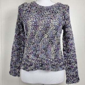 WindiRiver knitted multicolored purple gray black sweater size small